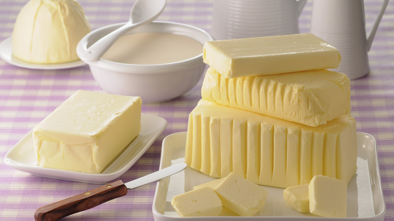 plates of butter