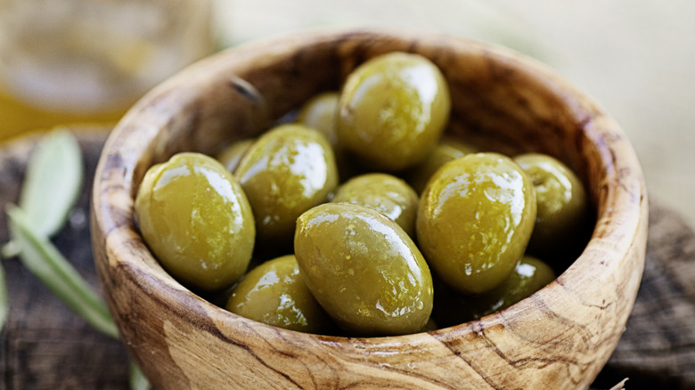Fresh green olives 