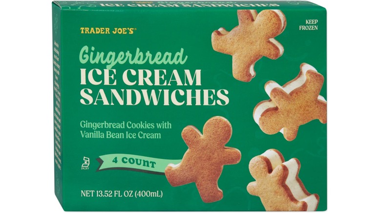 Trader Joe's Gingerbread Ice Cream Sandwiches on white background