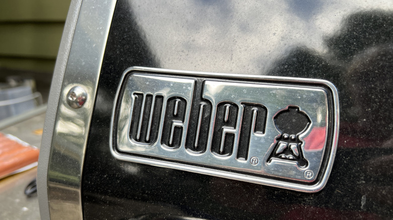 The Weber logo featured on a Weber BBQ grill