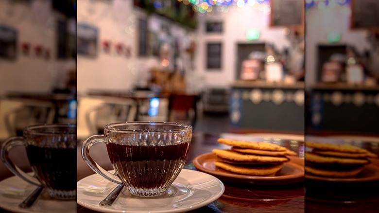 Photo of coffee and champurada cookies at Convivo Cafe