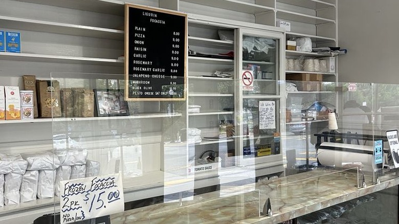 The counter at Liguria Bakery
