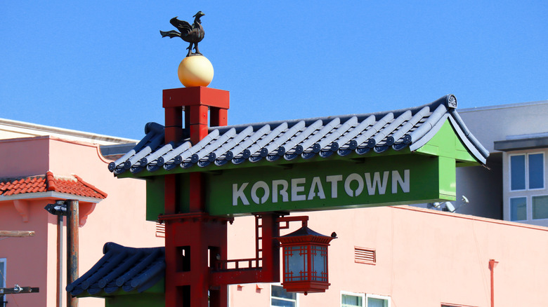 The traditional Koreantown sign of Los Angeles
