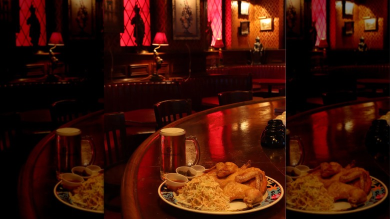 Plate of fried chicken and a beer at The Prince