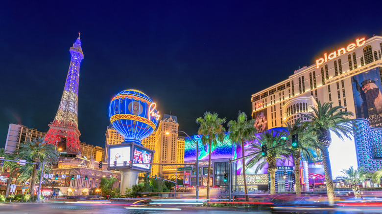 Las Vegas strip glowing at night