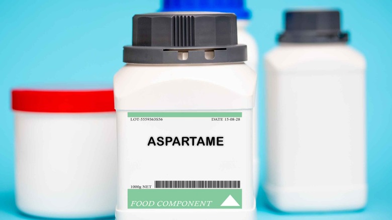 plastic bottle of aspartame