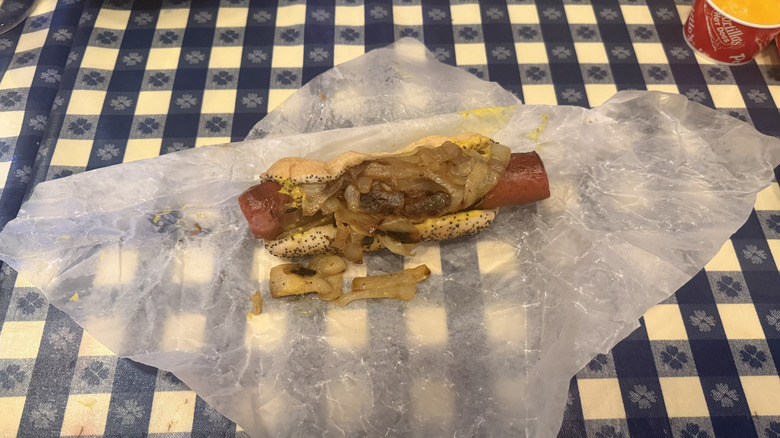A Maxwell street Polish sausage from Portillo's hot dogs