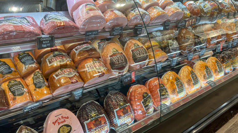 Meats in a display case at deli
