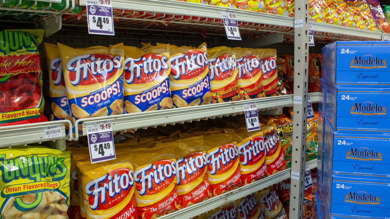 different bags of Frito flavors