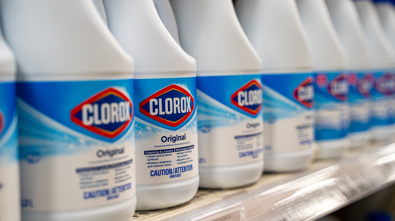 Clorox Original bleach bottles on the store shelf