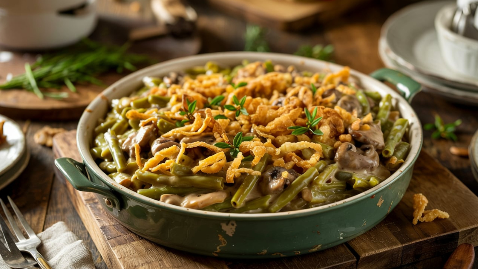 Avoid Soggy Green Bean Casserole Topping With This One Serving Tip - Tasting Table