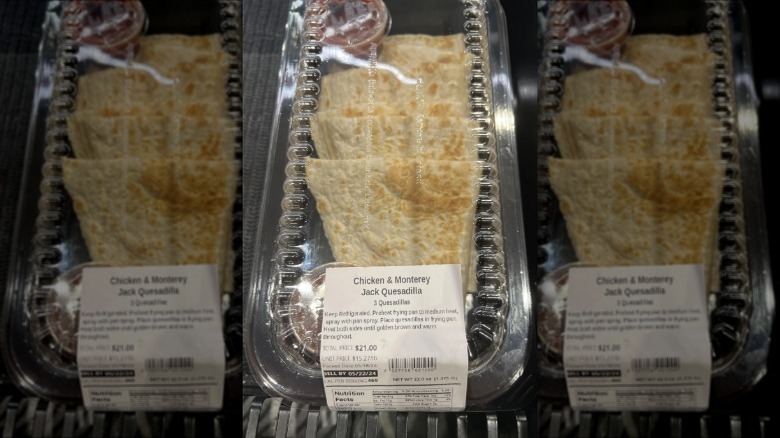 A packaged chicken quesadilla at Wegmans.