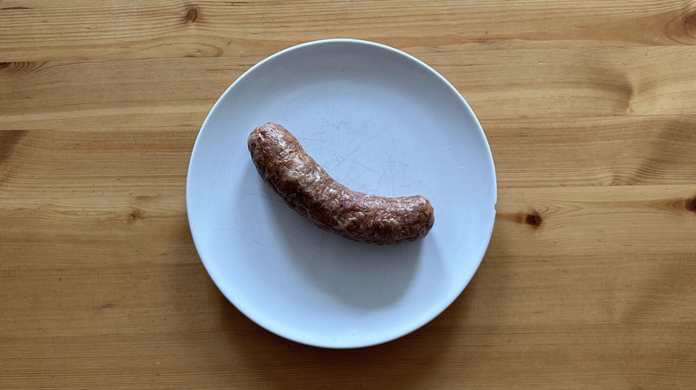 lone sausage served on plate