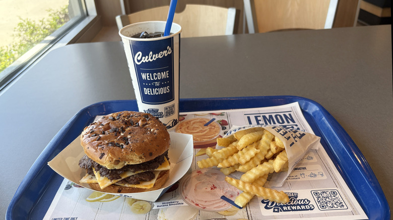 Burger. fries, and drink at Culver's