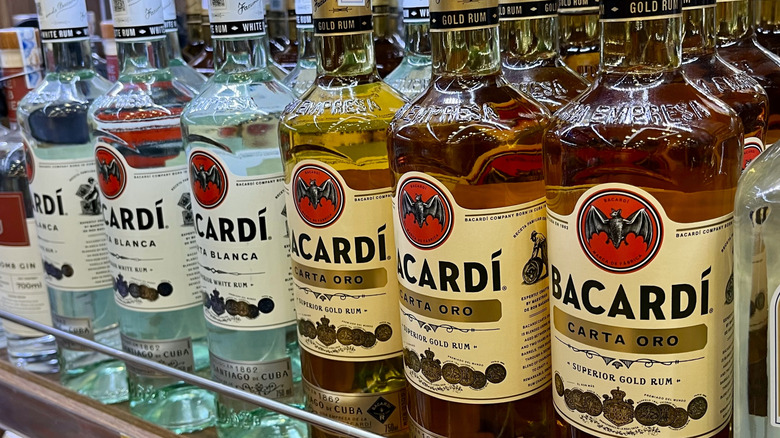 Bottles of Bacardi Superior and Bacardi Gold