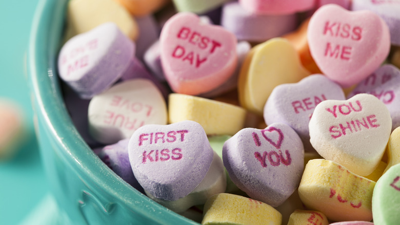 bowl of candy conversation hearts