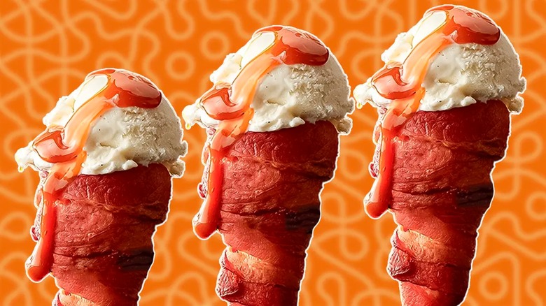 Bacon cones with ice cream