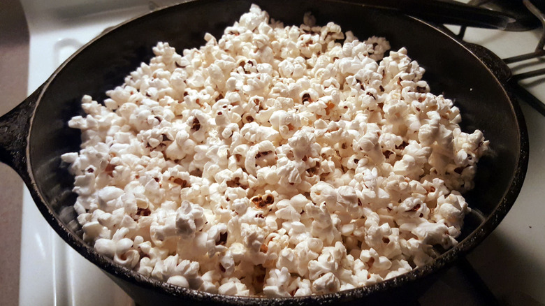Stovetop popcorn in cast iron