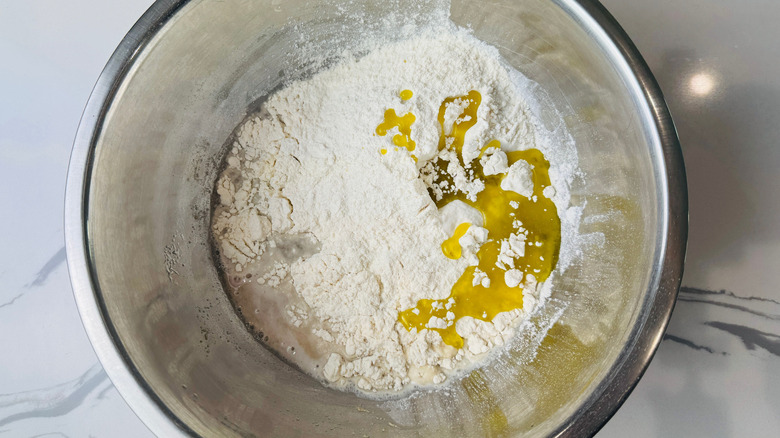 Flour and oil in bowl