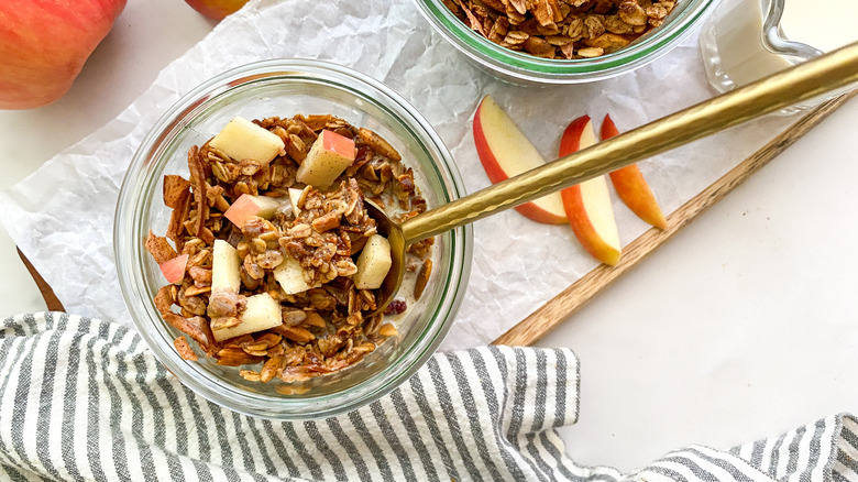 jar of granola with spoon
