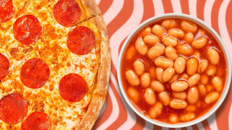Pizza and baked beans