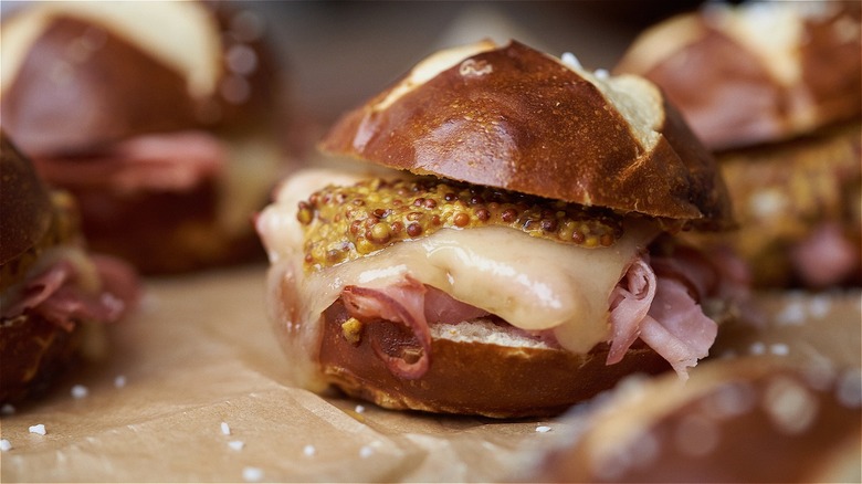ham and cheese slider on table