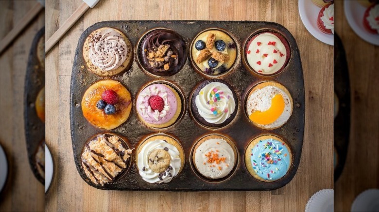 selection of Molly's Cupcakes in baking pan