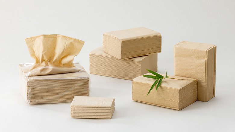 Paper towels stack bamboo leaves.