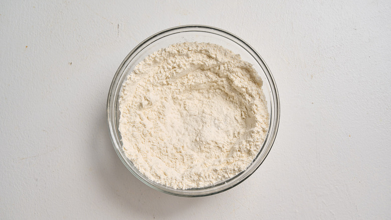 flour and baking powder in a bowl