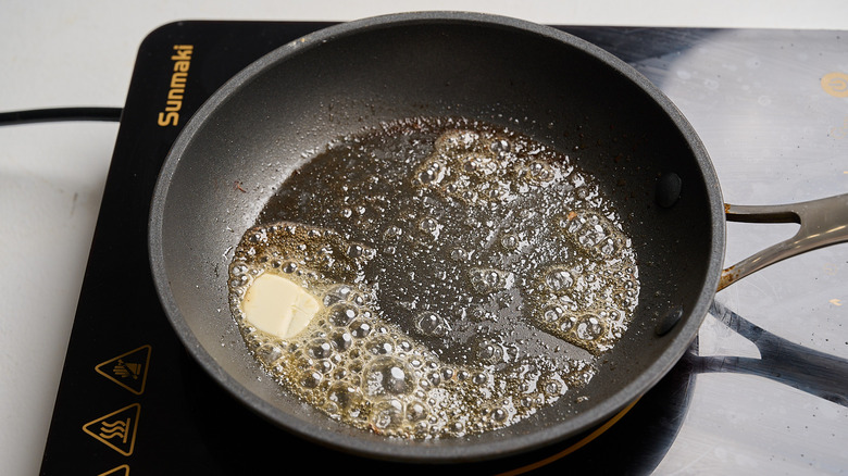 melted butter in a skillet