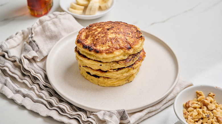 Stack of pancakes on a table