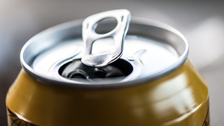 Close-up of an open beer can