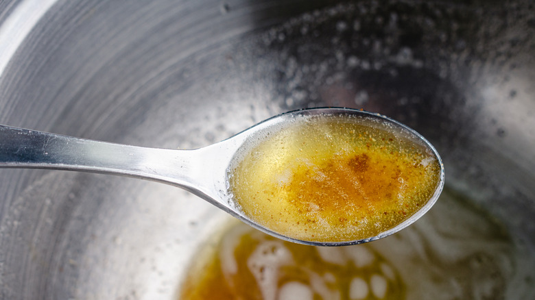 Browned butter in spoon 