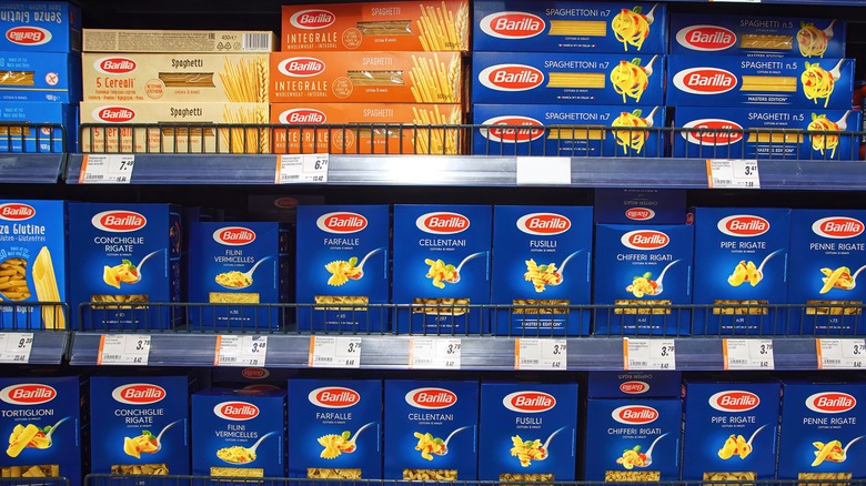 Store display of Barilla pasta