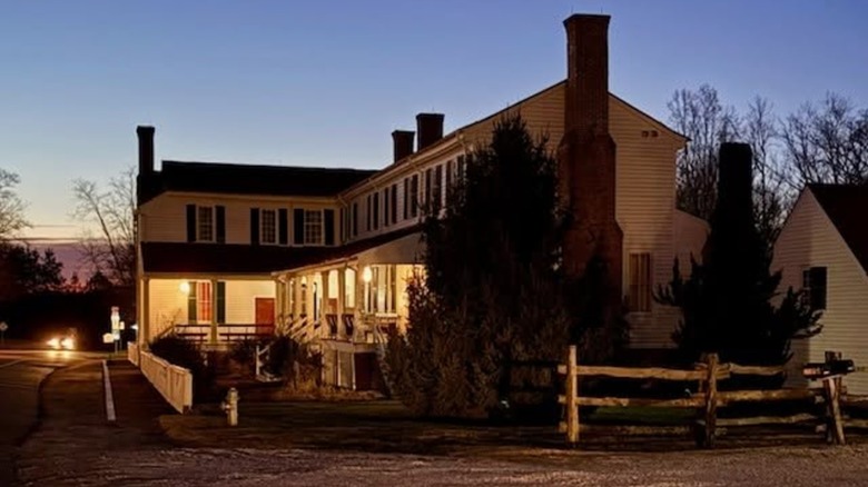 Exterior of the Hanover Tavern at night