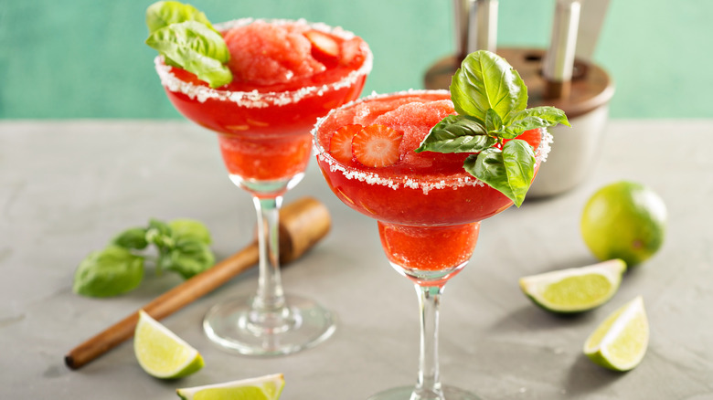 frozen strawberry basil margaritas
