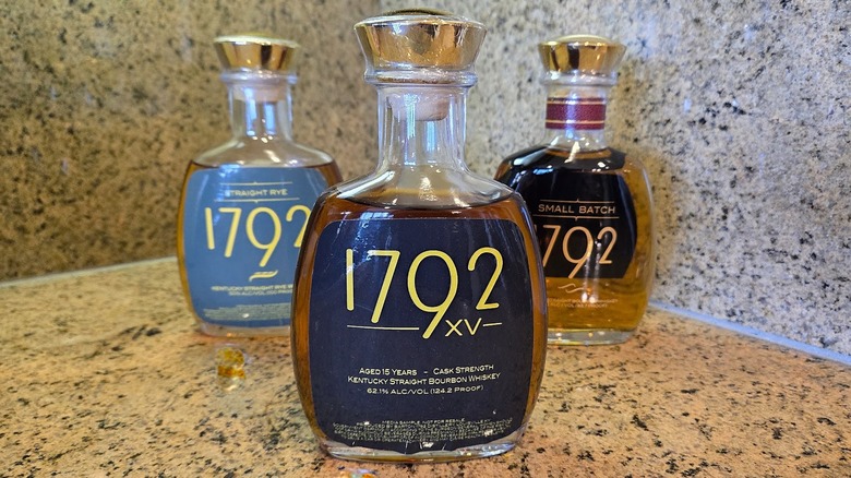 Bottles of Barton XV, Rye, and Small Batch Bourbon