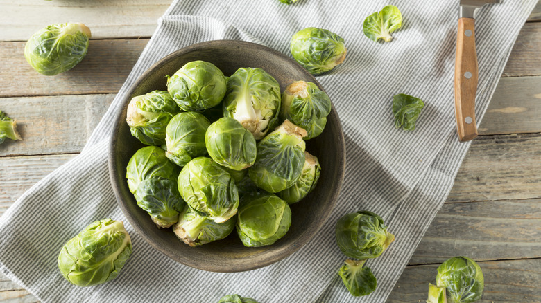 Fresh uncooked Brussels sprouts