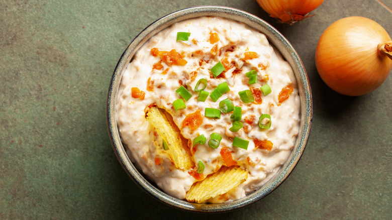 French onion dip in a bowl
