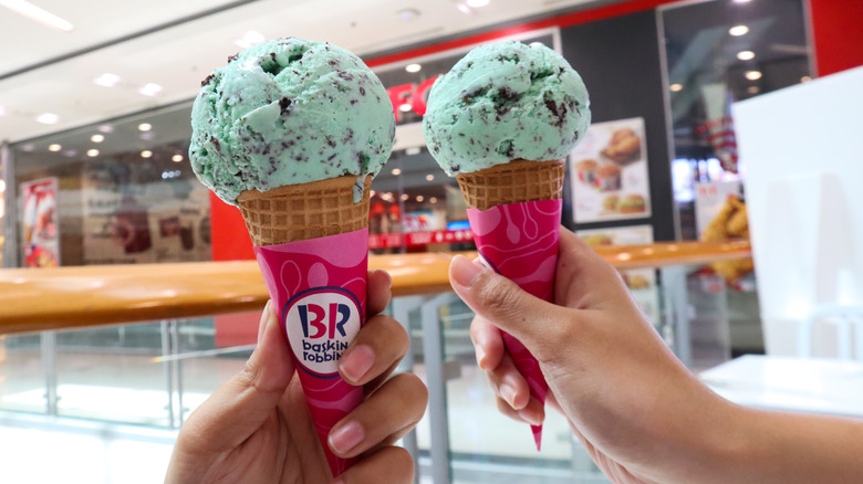 Baskin-Robbins ice cream in cones