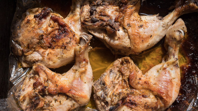 chicken leg quarters par-cooking in the oven
