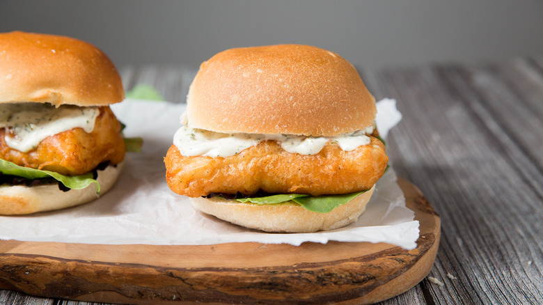 fried fish sandwiches on table