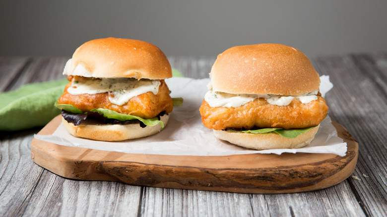 fried fish sandwiches on table