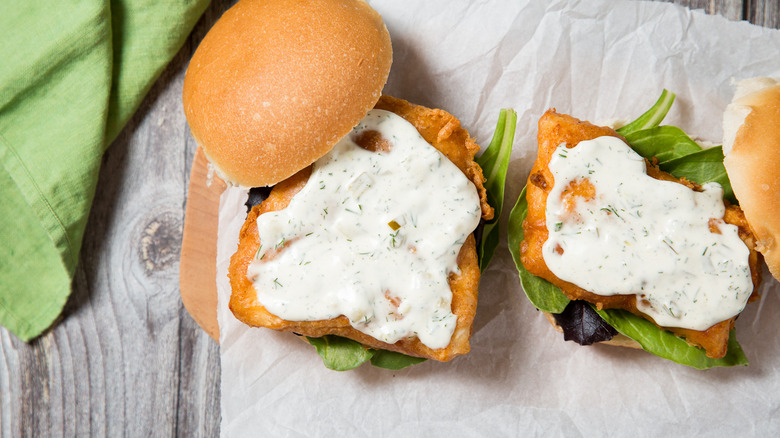 fried fish sandwiches on table