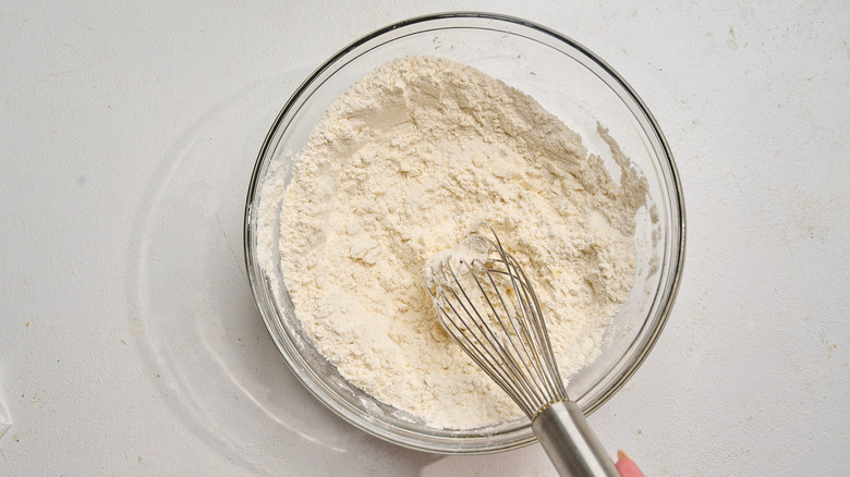 flour and salt combined in a bowl