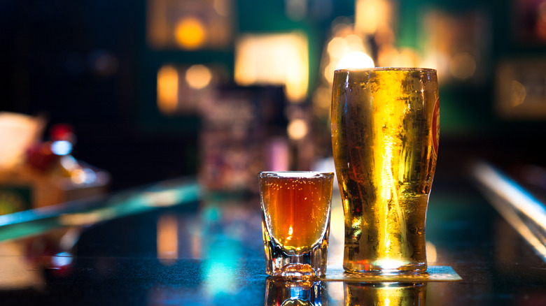 Pint of beer and a shot of whiskey