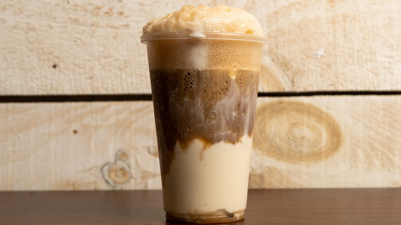 A root beer based dirty soda with cream