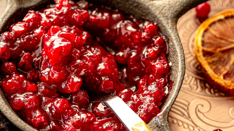 pot of cranberry sauce