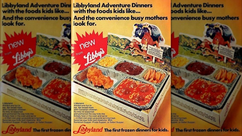 Advertisement for Libbyland safari-themed TV dinner tray