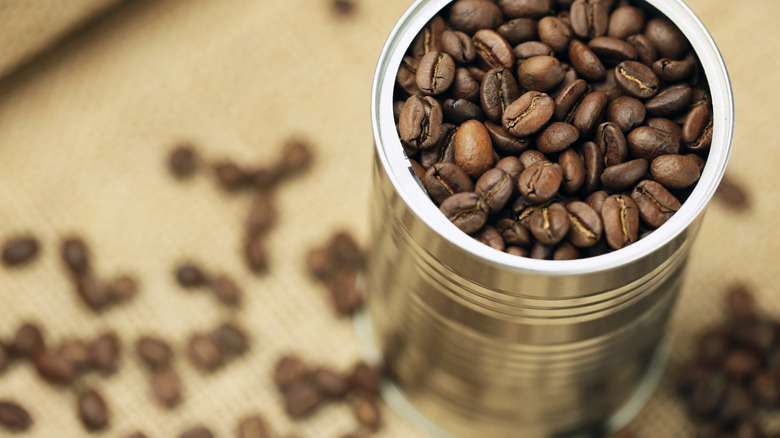 coffe beans in coffee can